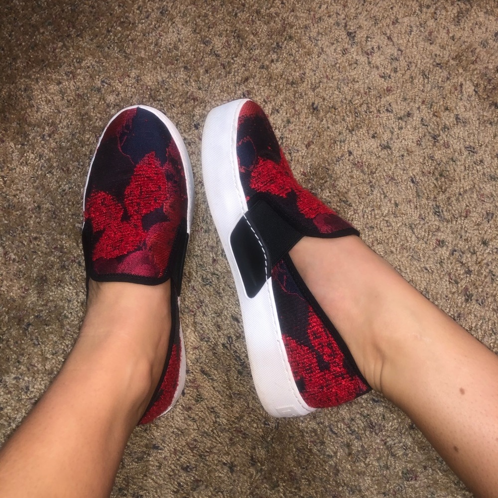 Floral patterned slip ons